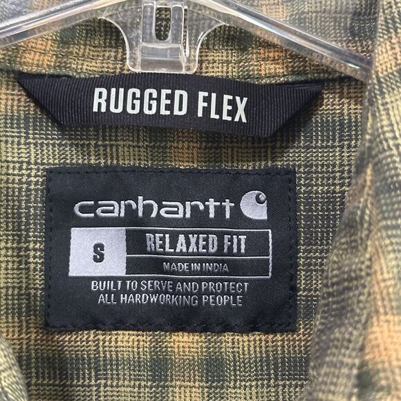 Carhartt Rugged Flex Flannel Shirt S Mens Button Front Pockets Relaxed Work - Picture 4 of 9